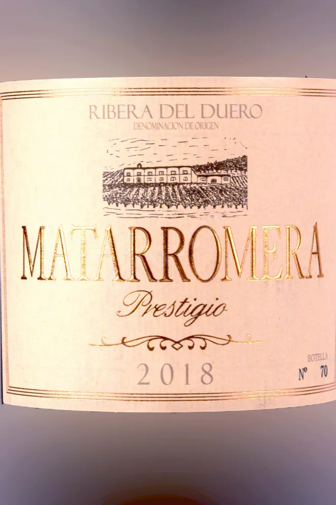 Этикетка Matarromera Prestigio Ribera del Duero 2018 0.75 л