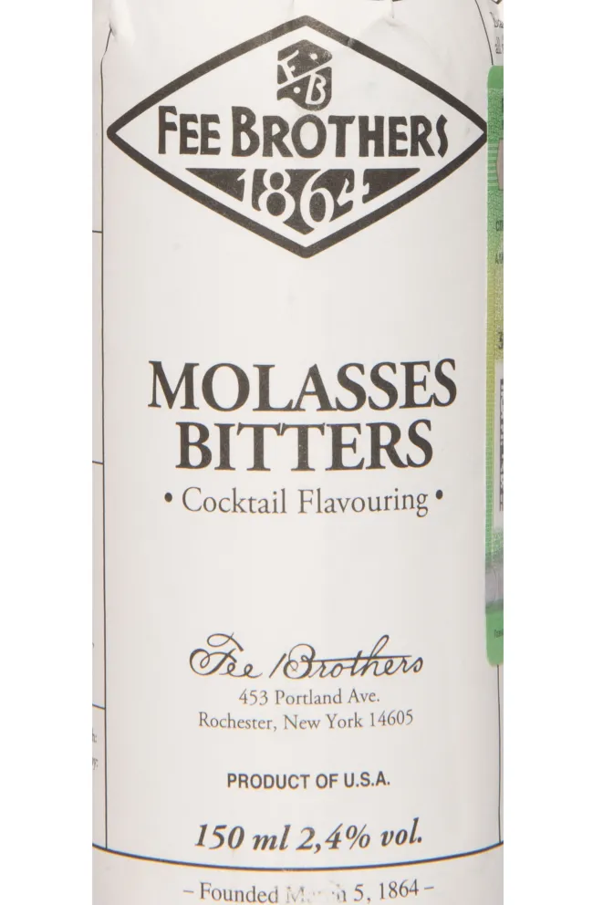 Этикетка Fee Brothers Molasses Bitters 0.15 л