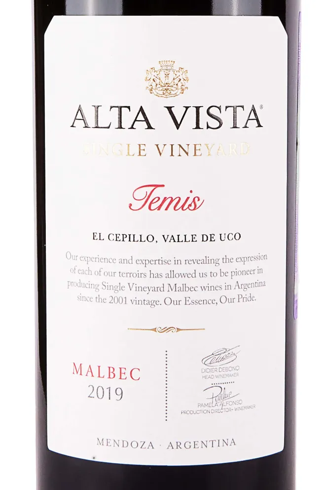 Этикетка Alta Vista Single Vineyard Temis Malbec 2019 0.75 л
