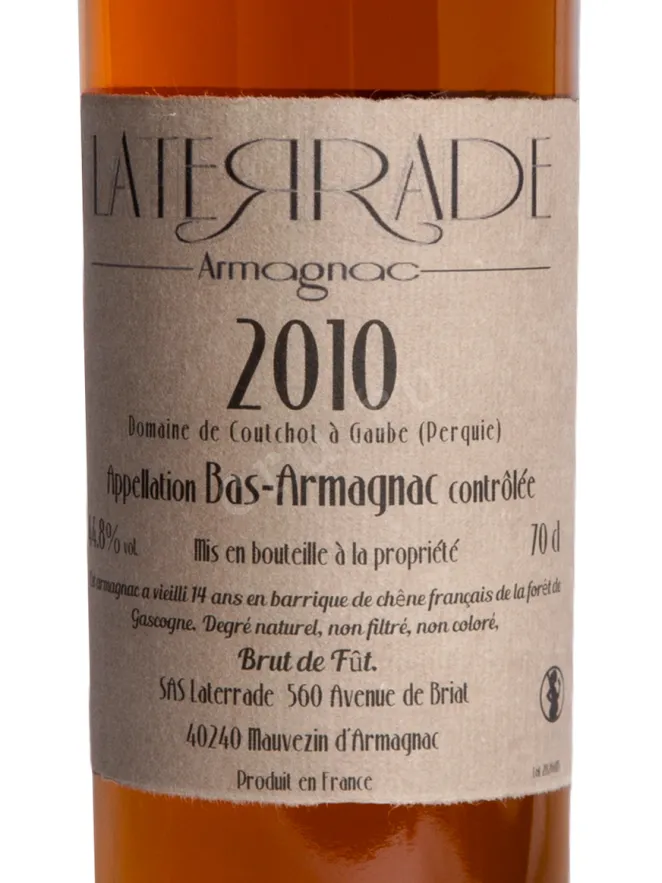Этикетка Laterrade Domaine de Coutchot Bas-Armagnac 2010 0.7 л