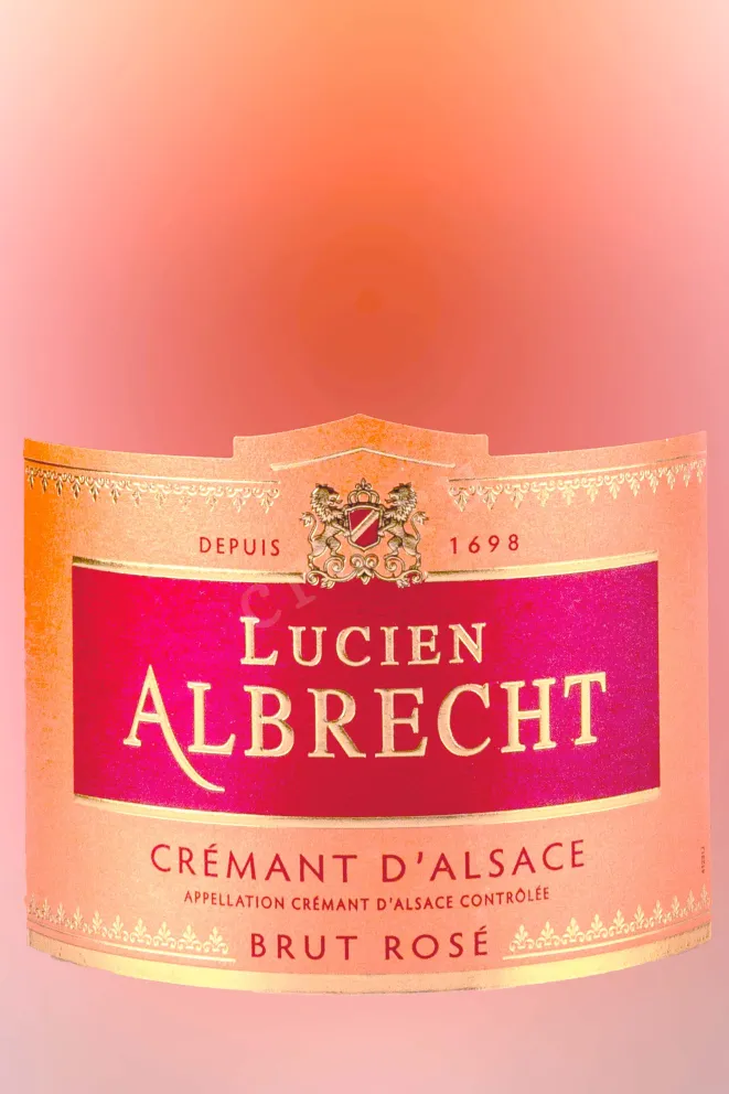 Этикетка Cremant d'Alsace Lucien Albrecht Rose with gift box 2022 1.5 л
