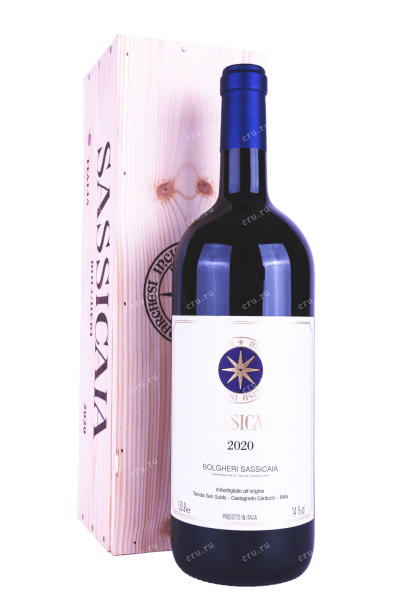 Вино Sassicaia Bolgheri wooden box 2020 1.5 л