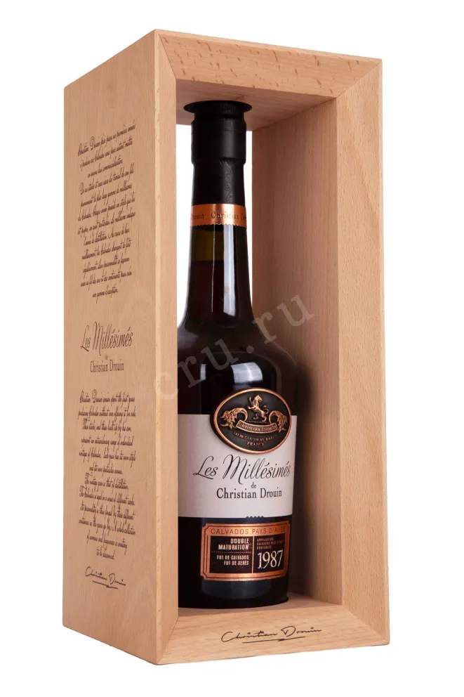 Деревянная коробка Christian Drouin Pays d'Auge in wooden box 1987 0.7 л