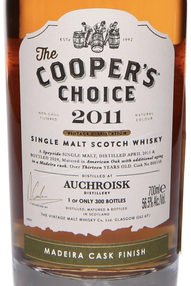 Этикетка The Cooper's Choice Auchroisk Madeira Wine Cask Finish in gift box 2011 0.7 л