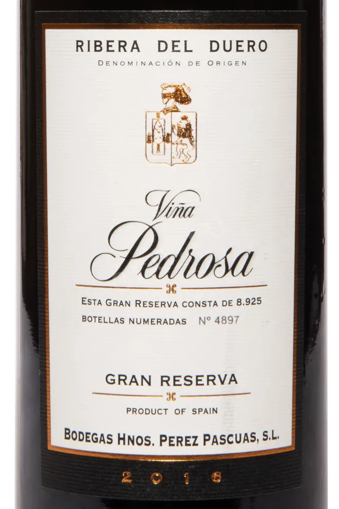 Этикетка Vina Pedrosa Gran Reserva Ribera del Duero 2016 0.75 л
