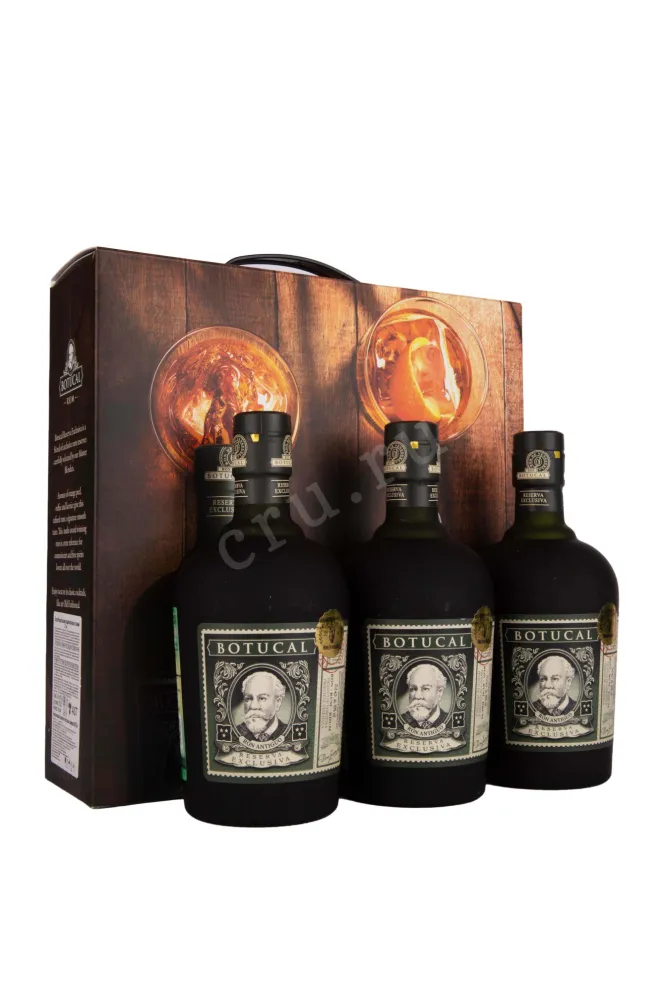Набор рома Botucal Reserva Exclusiva 3 bottles + 3 glasess in gift box 0.7 л