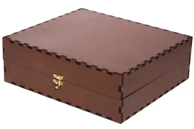 Gift Red Wooden Box For Three Bordeaux Bottles