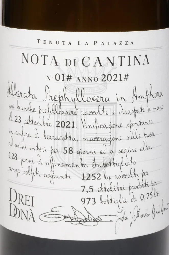 Этикетка Drei Dona Nota Di Cantina 2021 0.75 л
