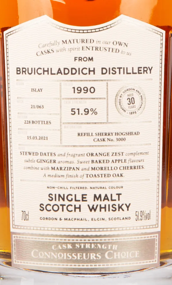 Этикетка Bruichladdich Cask Strength Connoisseurs Choice 1990 0.7 л