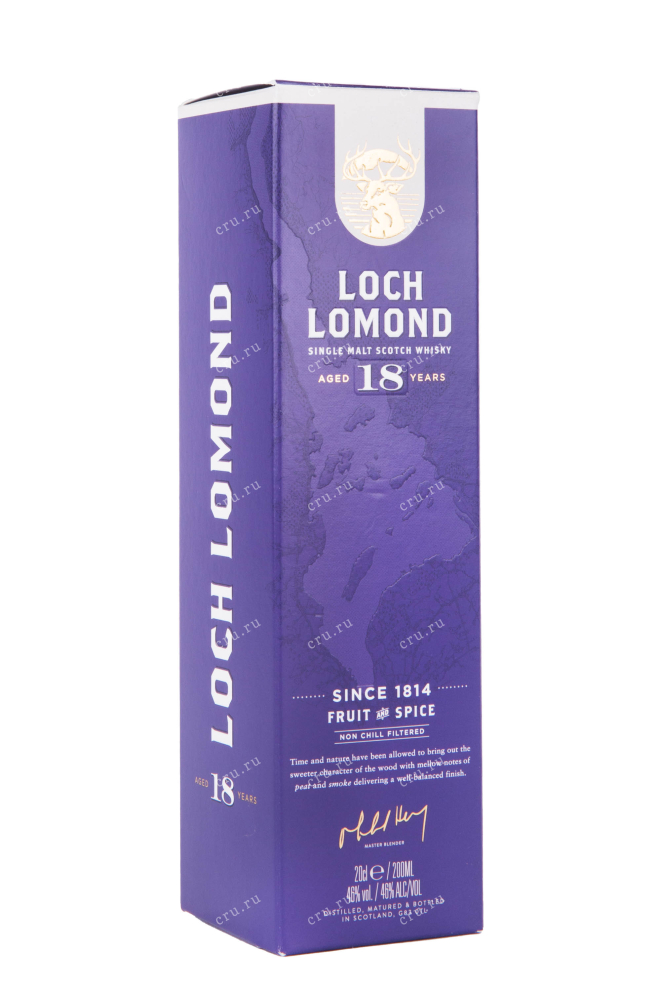Подарочная коробка виски Лох Ломонд Сингл Молт 18 лет 0.2