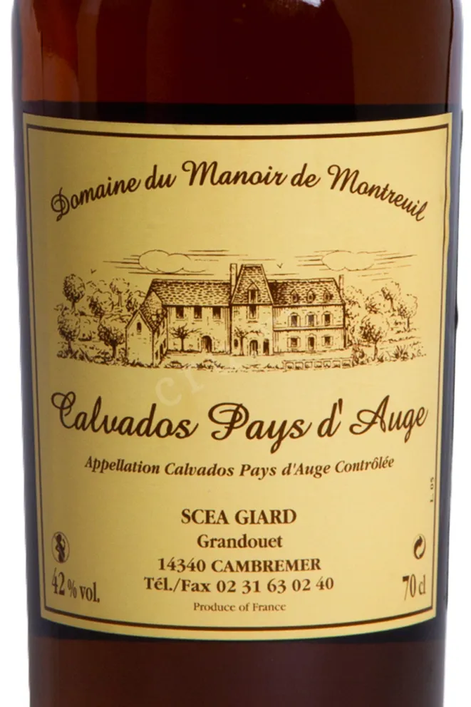 Этикетка Domaine du Manoir de Montreuil Calvados Pays dAuge 1982 0.7 л