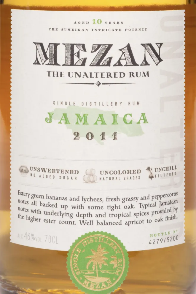 Этикетка Mezan Jamaica 2011 in gift box 2011 0.7 л