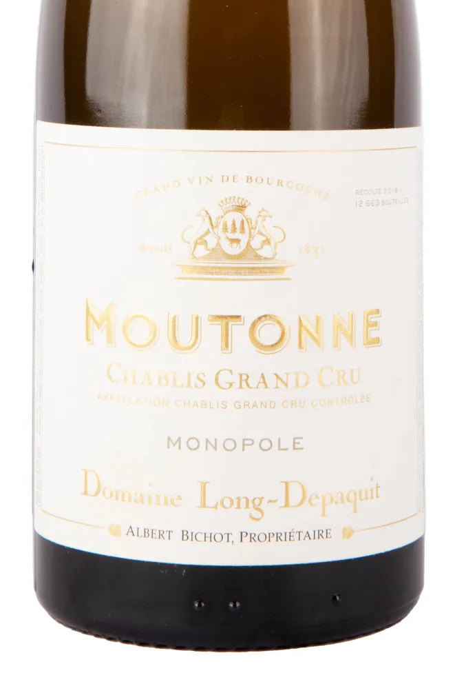 Этикетка вина Альбер Бишо Ля Мутон Шабли Гран Крю 2018 0.75