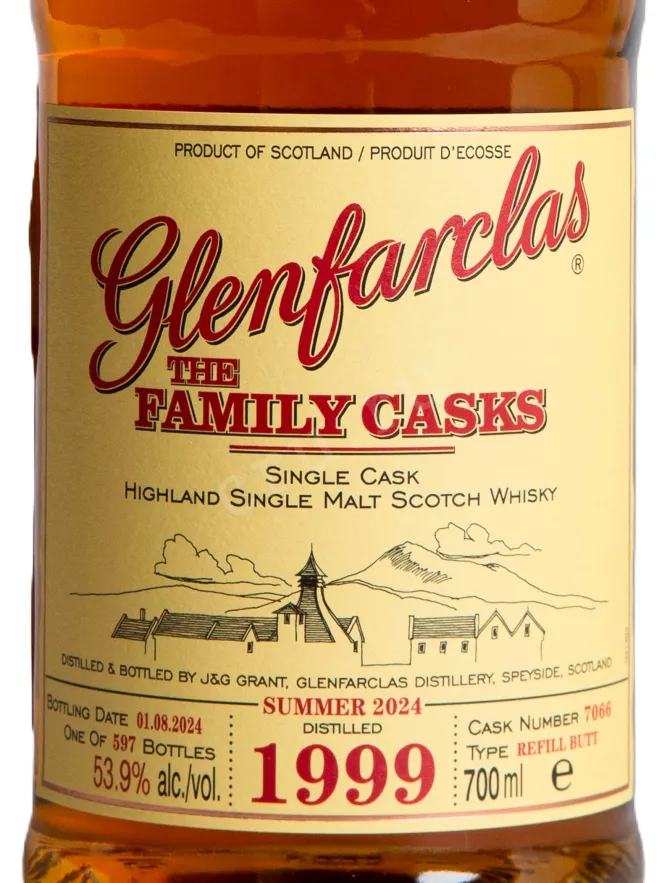 Этикетка Glenfarclas Family Casks in gift box 1999 0.7 л