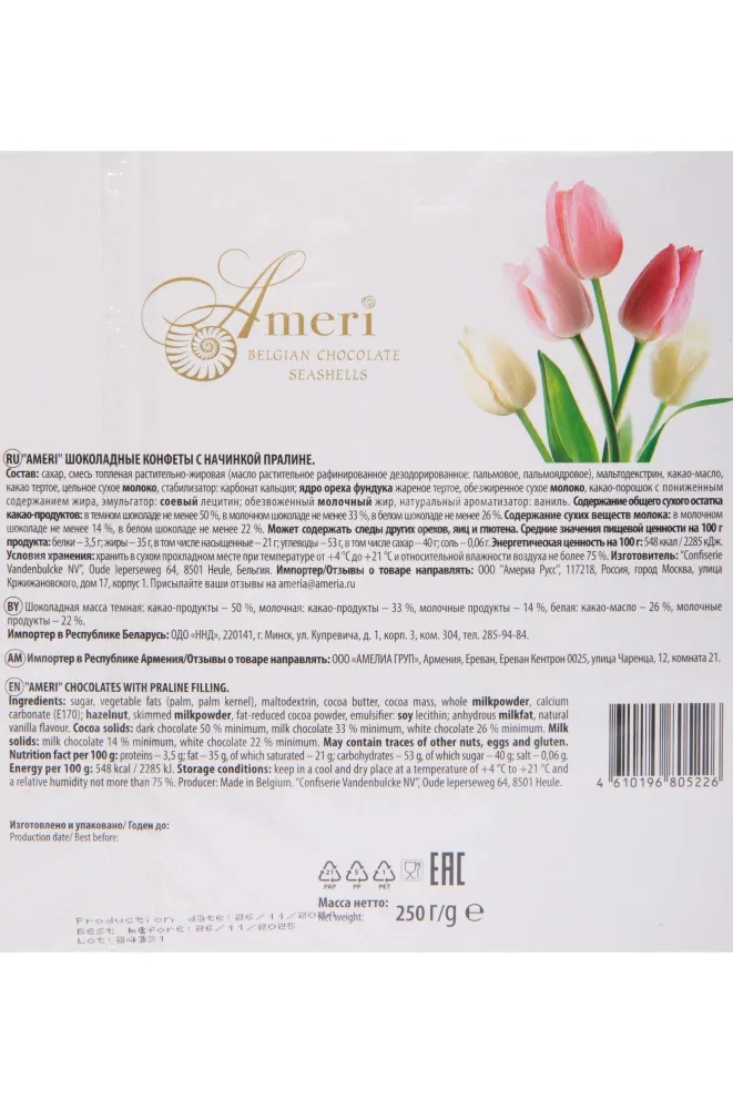 Контрэтикетка Ameri with hazelnuts praline filling