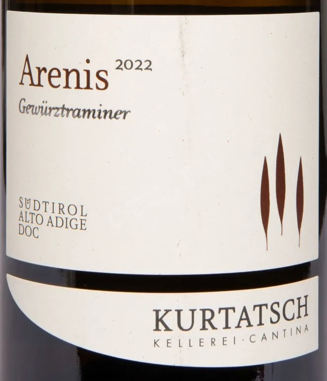Этикетка Kurtatsch Arenis Gewurztraminer Sudtirol Alto Adige DOC 2022 0.75 л