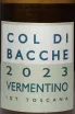 Этикетка Col di Bacche Vermentino 2023 0.75 л