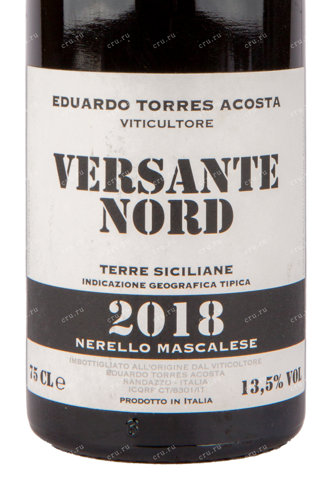 Этикетка вина Eduardo Torres Acosta Versante Nord Nerello Mascalese 2018 0.75 л
