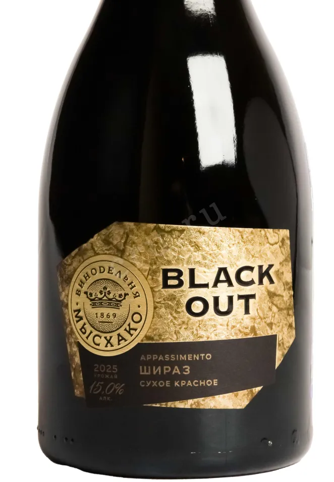 Этикетка Myskhako Black Out Shyraz Appassimento 2025 0.75 л
