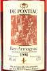 Этикетка Bas-Armagnac De Pontiac wooden box 1994 0.7 л