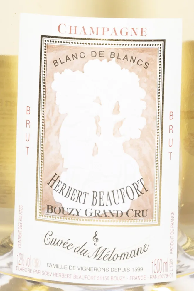 Этикетка Herbert Beaufort Cuvee du Melomane Blanc de Blancs Bouzy Grand Cru 2022 1.5 л