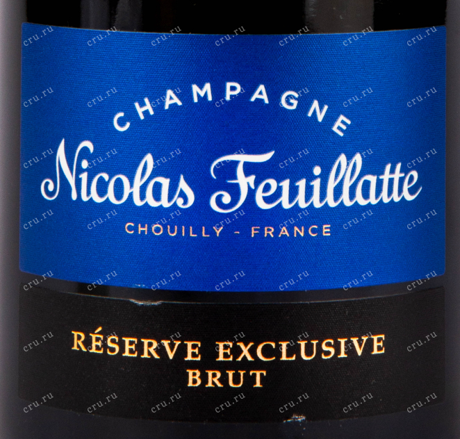 Контрэтикетка игристого вина Nicolas Feuillatte Reserve Exclusive Brut gift set with 2 glasses 2016 0.75 л