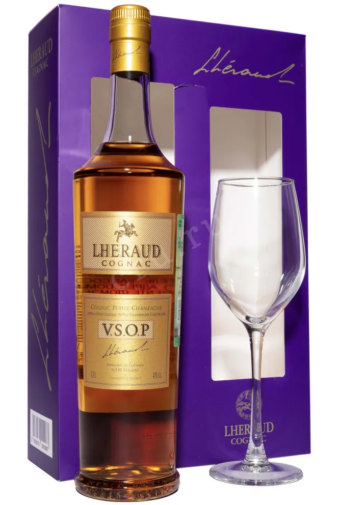 Коньяк Lheraud Petite Champagne VSOP in gift box with 1 glass  0.7 л