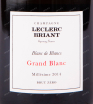 Этикетка игристого вина Leclerc Briant Grand Blanc Blanc de Blanc Brut-Zero 0.75 л
