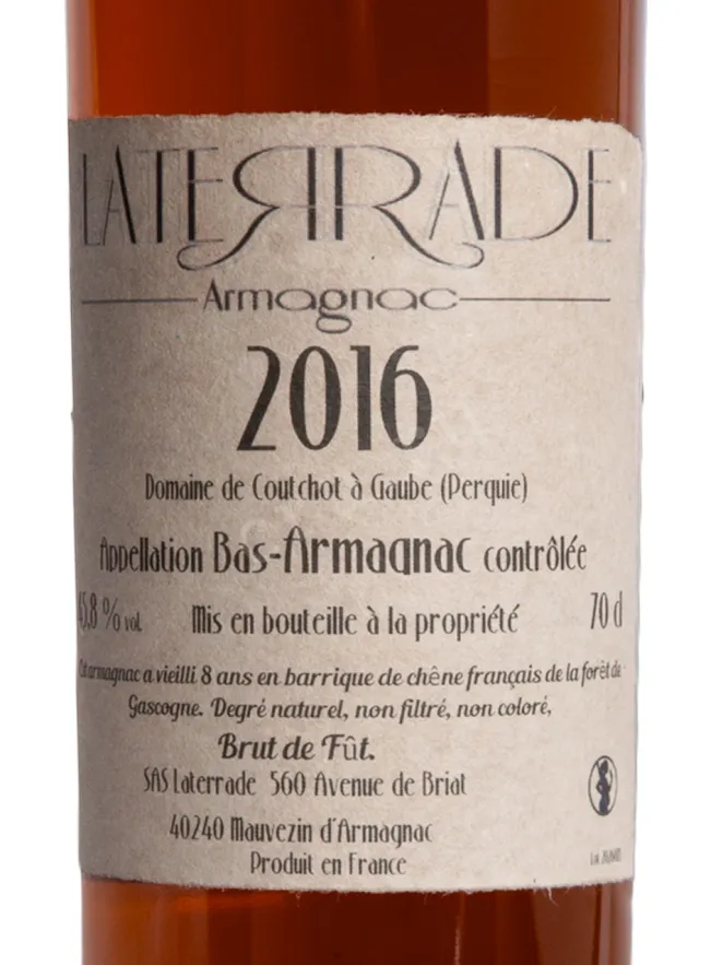 Этикетка Laterrade Domaine de Coutchot Bas-Armagnac 2016 0.7 л