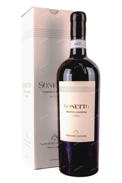 Вино Produttori di Manduria Sonetto Riserva Primitivo di Manduria DOP gift box 2019 0.75 л