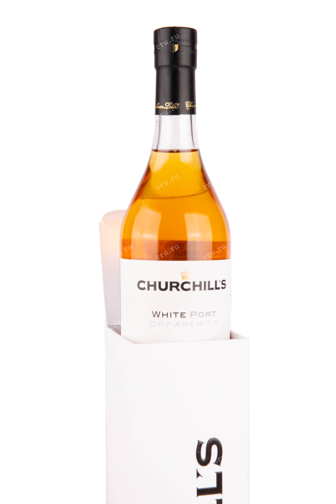 Бутылка в коробке портвейна Черчилльс Уайт Драй Аперитив в подарочной коробке 0.5 л