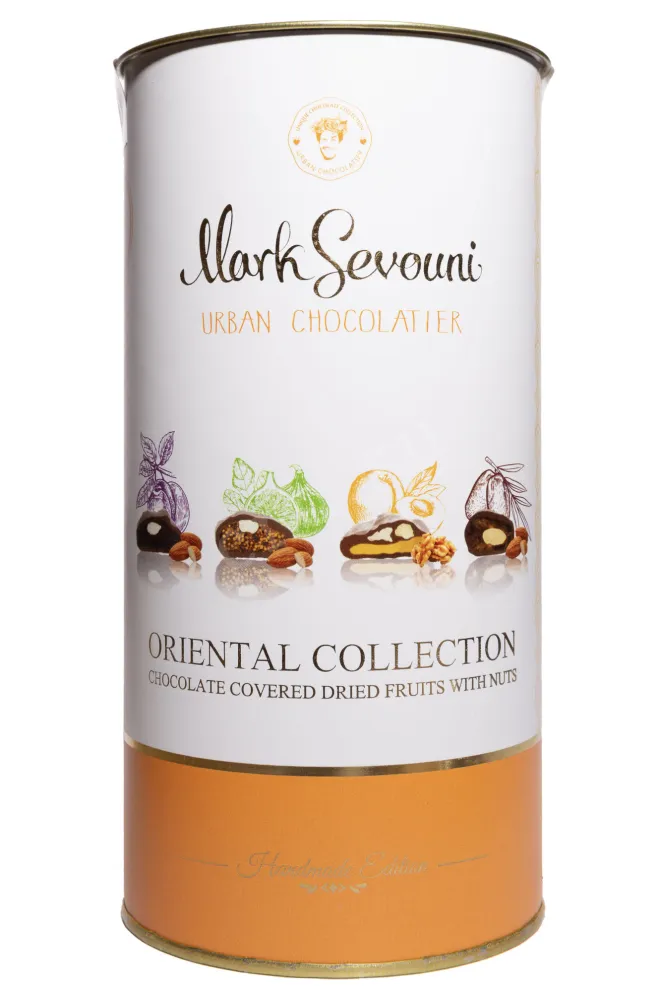 Конфеты Марк Севуни Коллекция Ориенталь Сухофрукты Грецкий Орех с Миндалём в Шоколаде в тубе 225 г