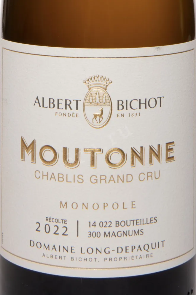 Этикетка Albert Bichot Chablis Grand Cru Domain Long Depaquit Les Mouton 2022 0.75 л