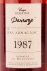 Этикетка Darroze Unique Collection 1987 0.7 л