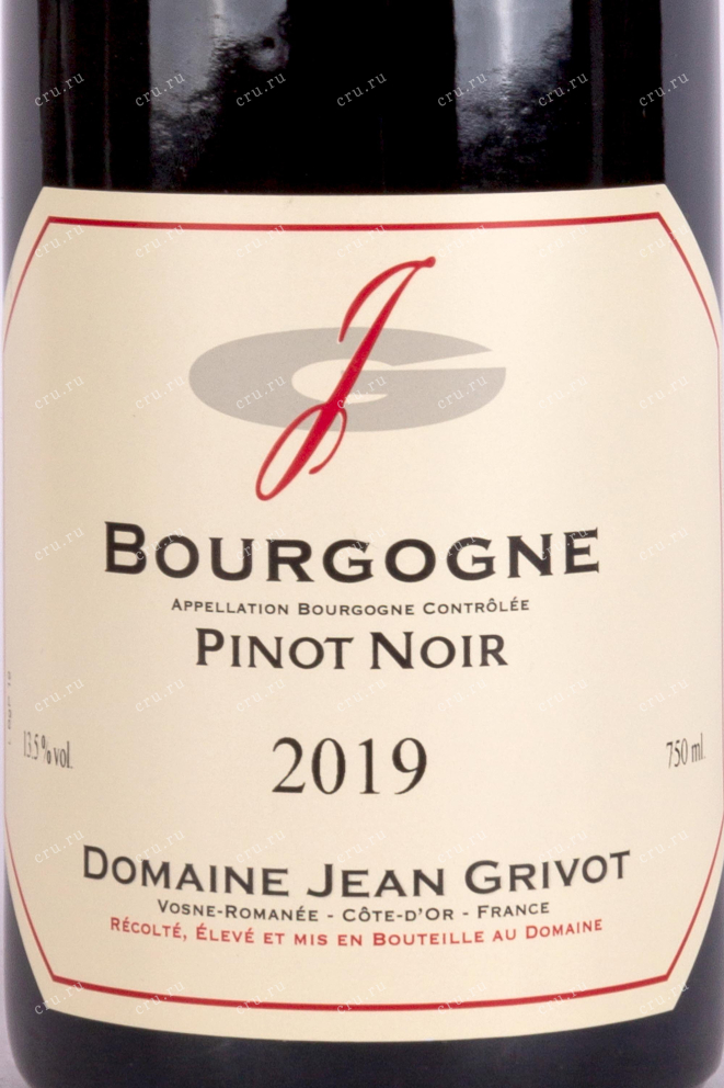 Этикетка Domaine Jean Grivot Bourgogne Pinot Noir 2019 0.75 л