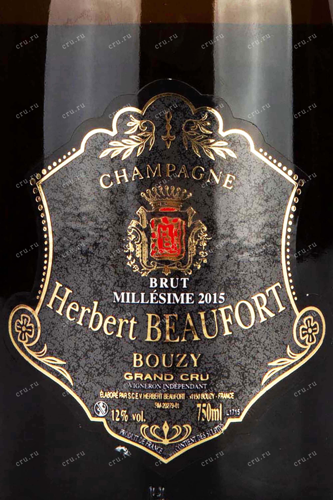 Этикетка Herbert Beaufort Cuvee La Favorite Bouzy Grand Cru 2015 0.75 л