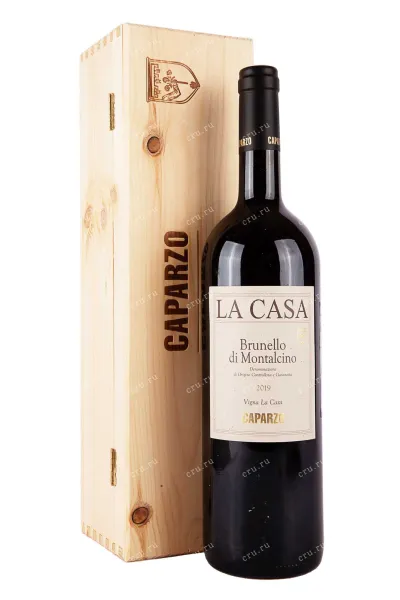 Вино Caparzo Brunello di Montalcino La Casa in wooden box 2019 1.5 л