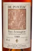 Этикетка De Pontiac Bas-Armagnac in wooden box 1985 0.7 л