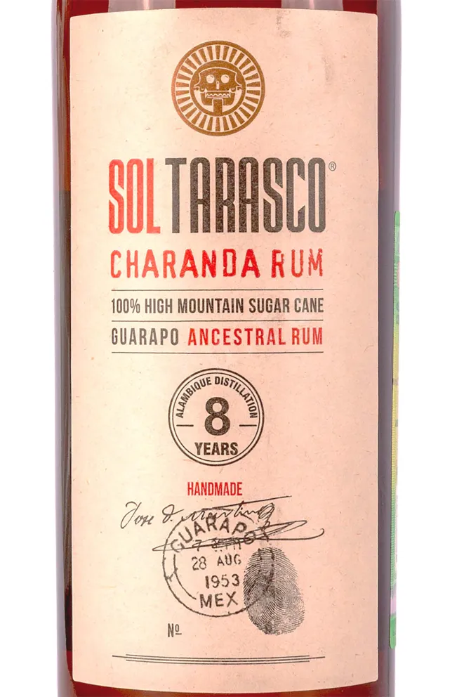 Этикетка Sol Tarasco Charanda 8 years old 0.7 л