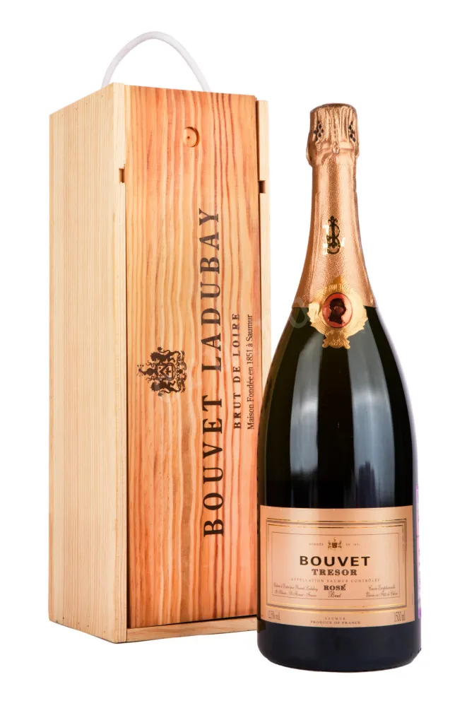 Подарочная коробка игристого вина Bouvet Tresor Rose Brut 2019 1.5 л