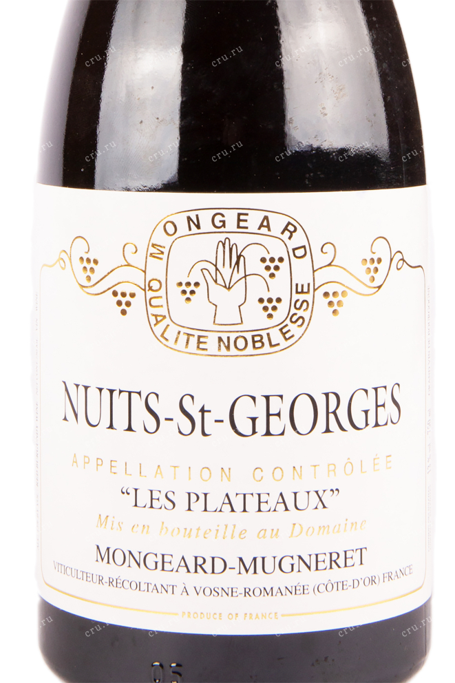 Этикетка вина Domaine Mongeard-Mugneret Nuits-Saint-Georges Les Plateaux 2012 0.75 л