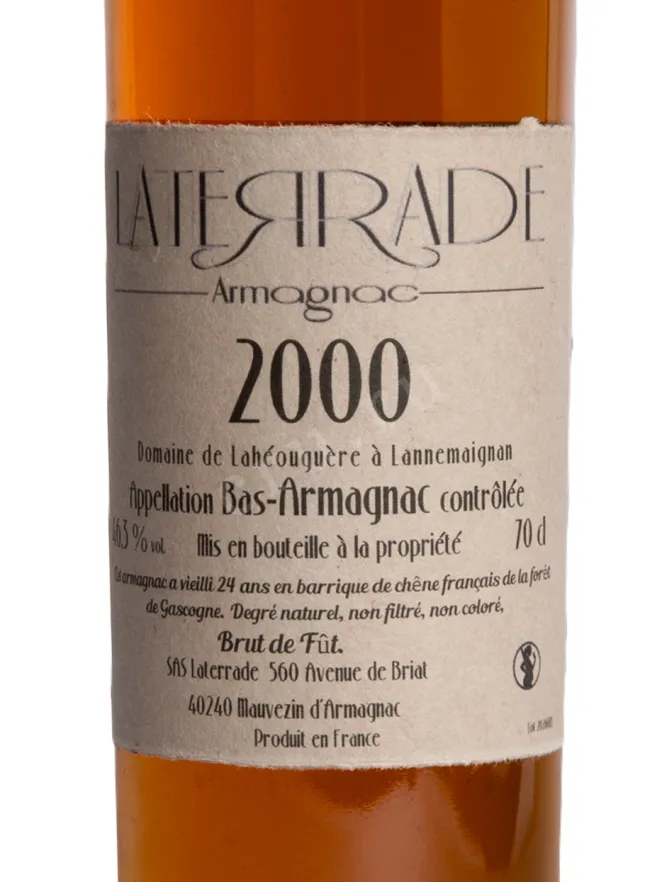 Этикетка Laterrade Domaine de Laheouguere Bas-Armagnac 2000 0.7 л