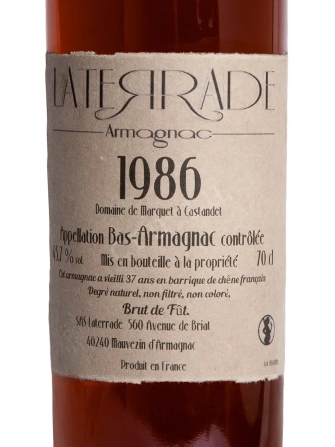 Этикетка Laterrade Domaine de Lartigue Marquet Bas-Armagnac 1986 0.7 л