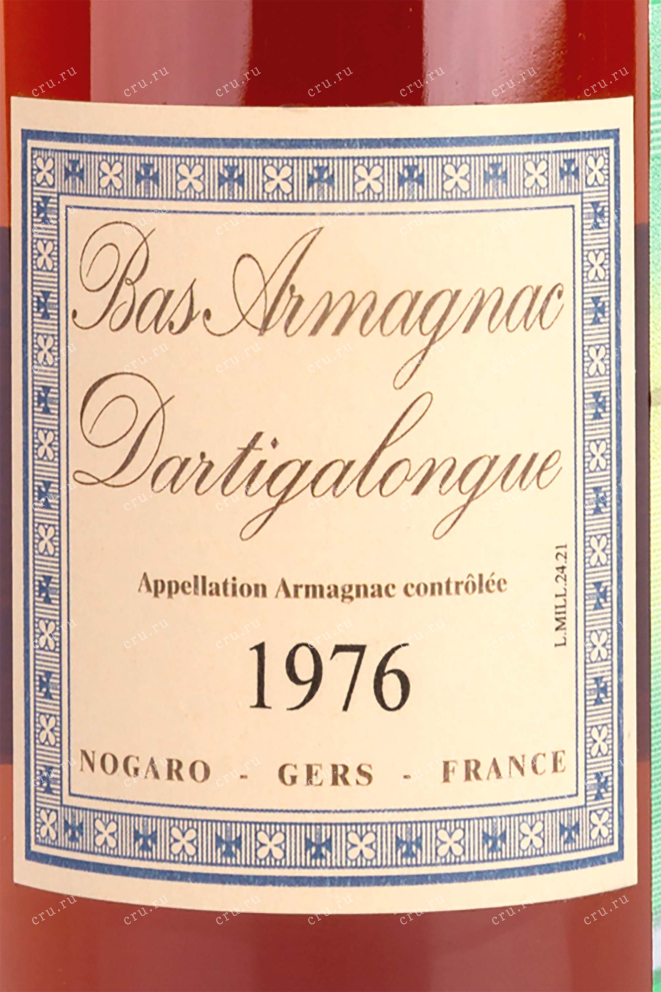 Этикетка Vintage Bas Armagnac Dartigalongue wooden box 1976 0.5 л