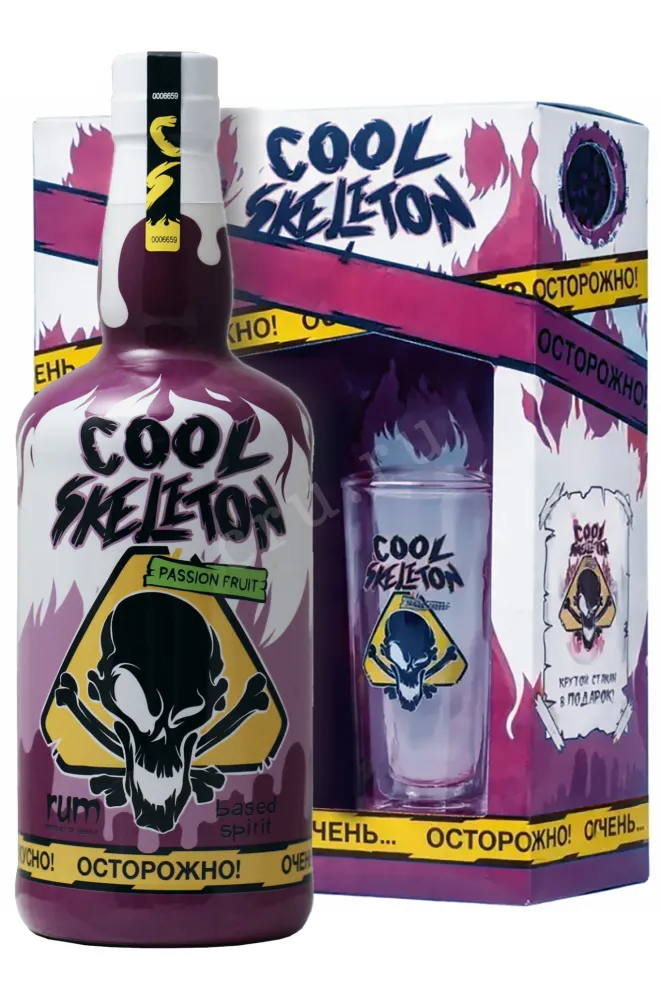 Ром Cool Skeleton Passion Fruit gift box with glass  0.7 л