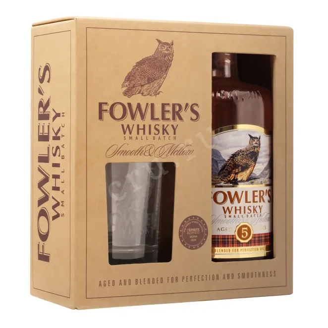 Виски Fowler's 5 years in gift box with glass  0.7 л