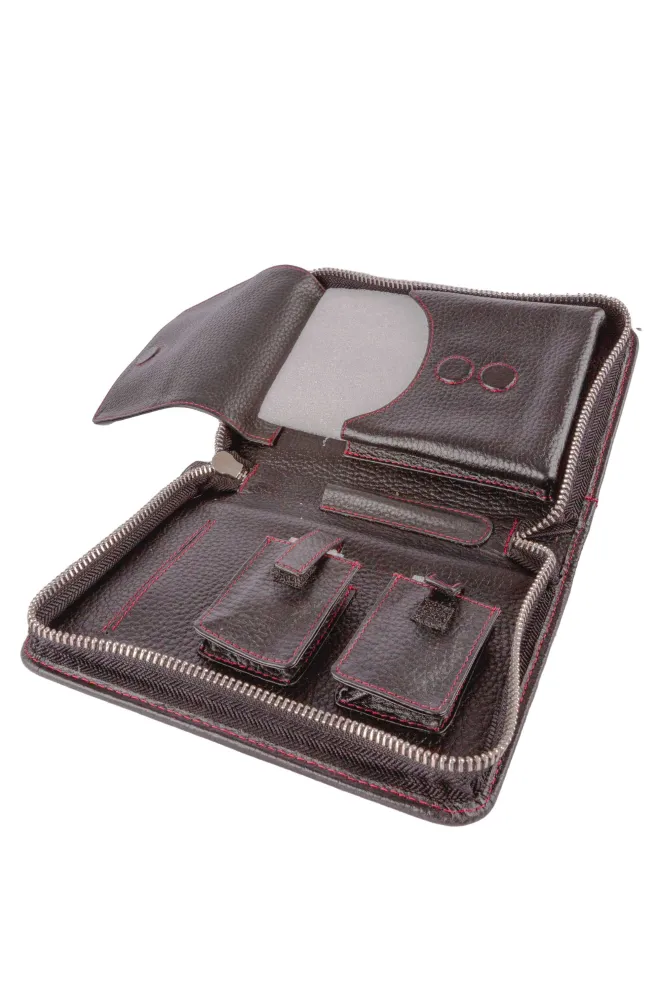 Cigar Bag Real Leather Red Yarn