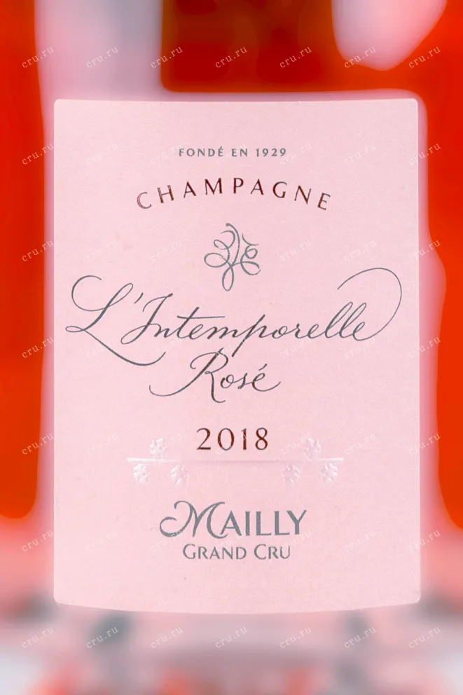 Этикетка Mailly Grand Cru LIntemporelle Rose in gift box 2018 0.75 л