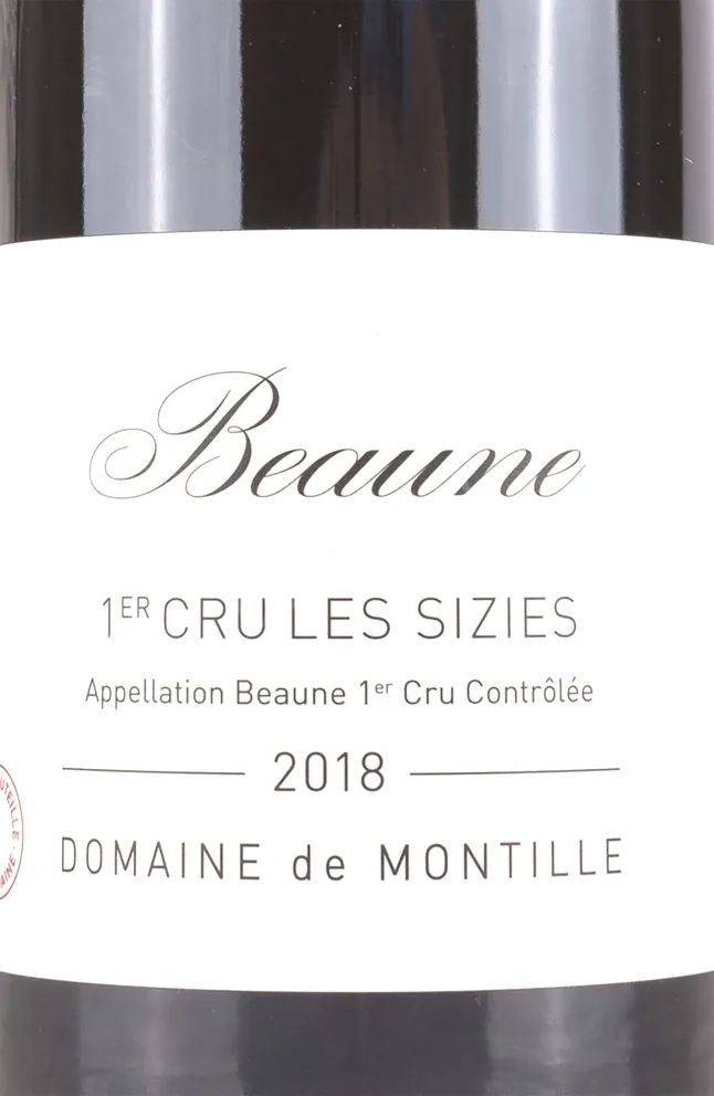 Этикетка Domaine de Montille Beaune Premier Cru Les Sizies 2018 0.75 л
