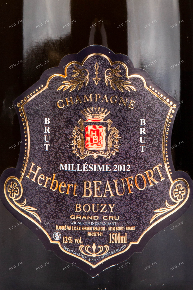 Этикетка игристого вина Herbert Beaufort Millesime 2012 1.5 л